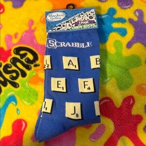 NWT Scrabble Blue Crew Socks - Men's Size 6-12
